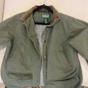 L.L. Bean Olive Green Jacket with Corduroy Collar